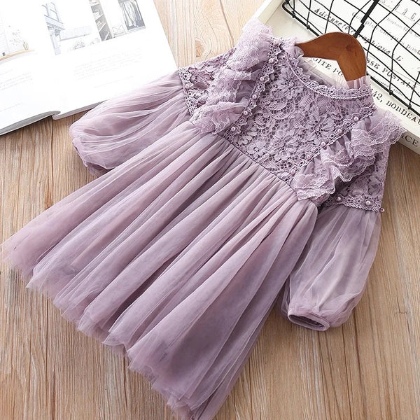 Pearl Beauty Dress in Lavender & Beige