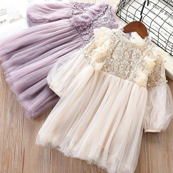 Pearl Beauty Dress in Lavender & Beige