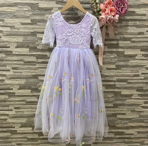 Sage Green Flower Girl Embroidery Dress