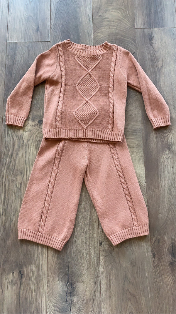 Warm Knitted Top Pant Set