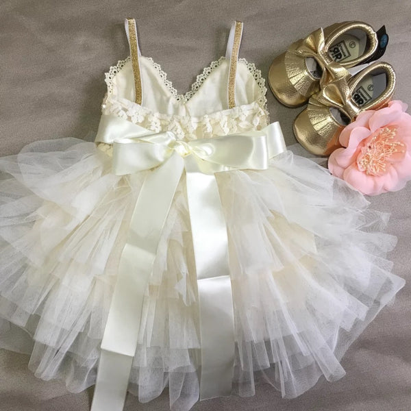 Baby White Glitter Dress, Birthday Dress